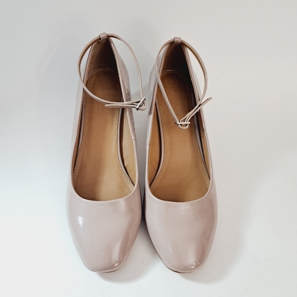 ASOS Snowflake Jewelled‎ Mid Ankle Strap Heels in Warm Taupe Patent - Picture 4 of 10